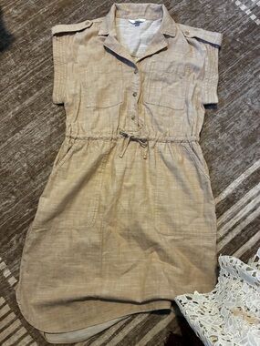 Tan waist tie summer dress